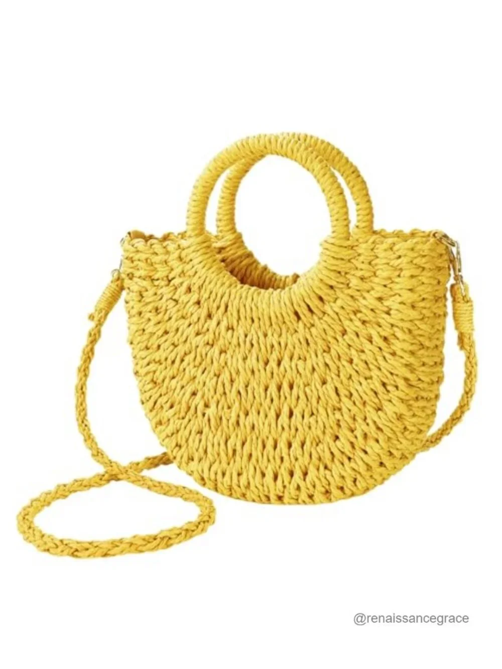 Woven Straw Beach Bag Shoulder Crossbody Satchel Handbag Summer